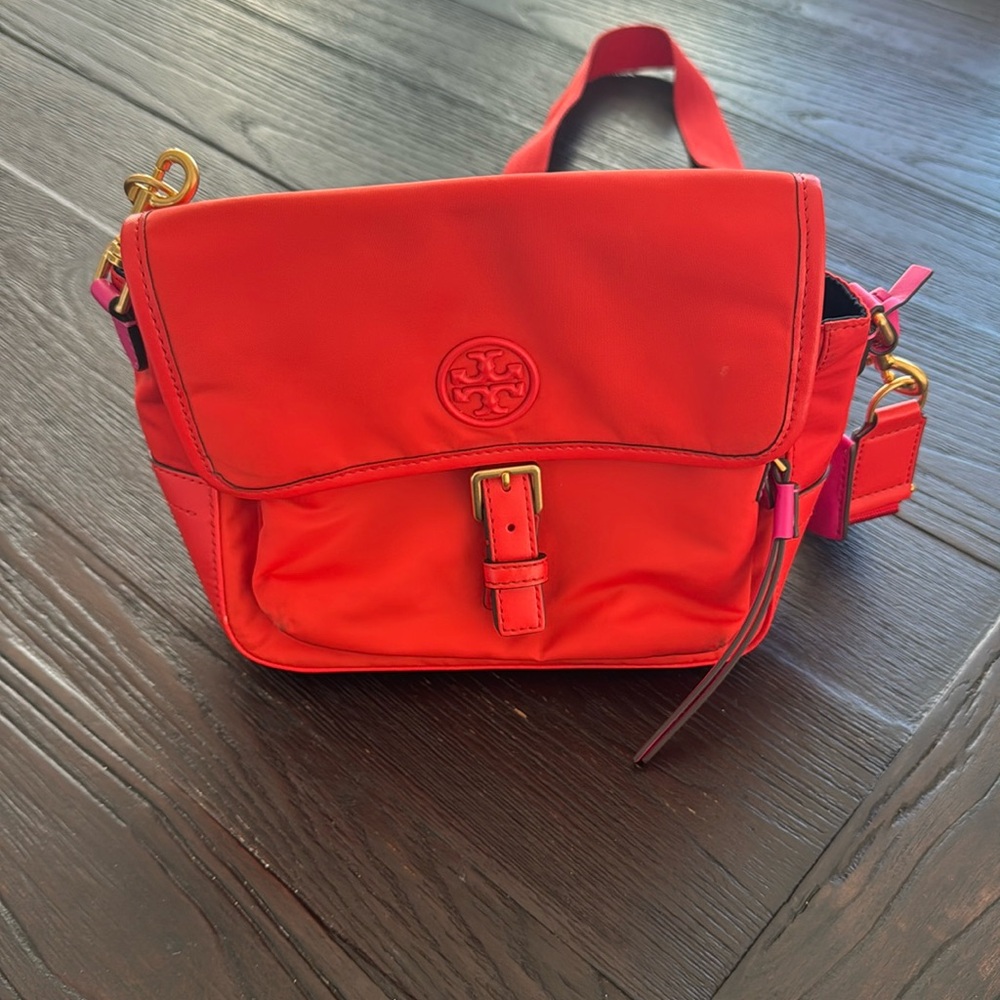 Orange and pink shoulder bag or cross body